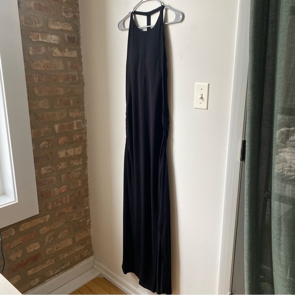 Athleta Black Halter Backless Dress Silk Blend Maxi Dress Size Small - Picture 13 of 13